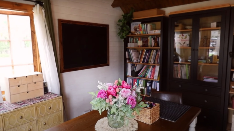 home classroom with built-in cabinets