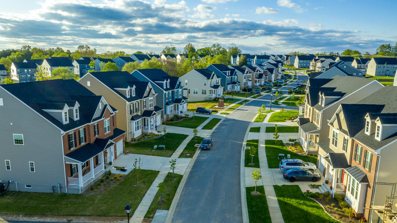 overhead view of neighborhood street