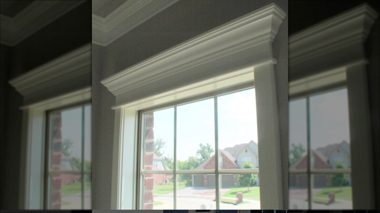 Crown molding over window