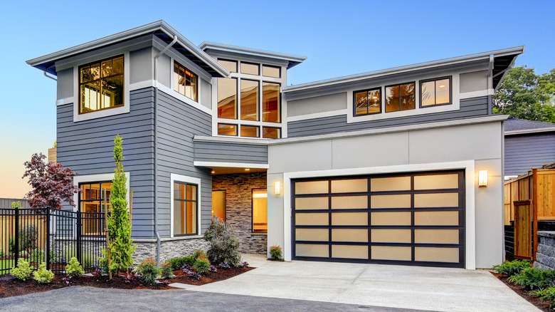 garage with frosted glass windows