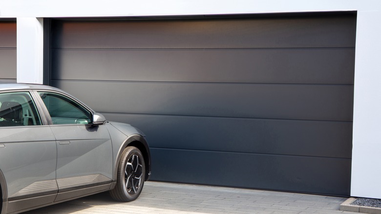 brown flush style garage door