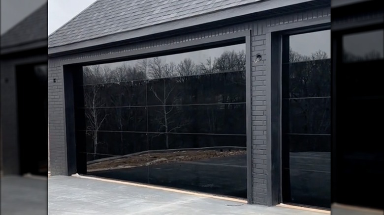 frameless garage door with glass