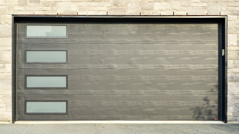 garage door with stacked windows