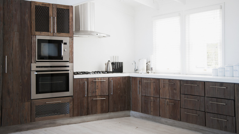 Woodgrain kitchen cabinets