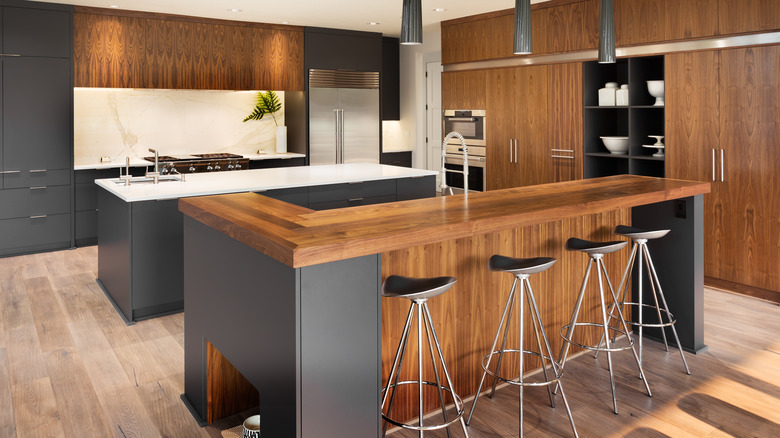 Woodgrain kitchen cabinets