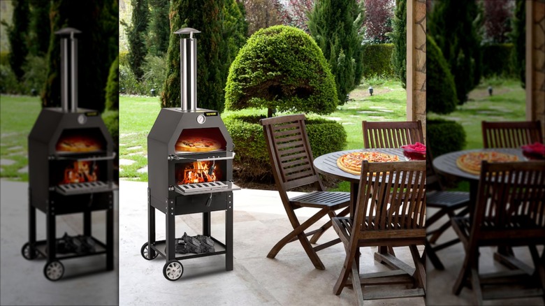 The Vevor Outdoor Pizza Oven on a patio