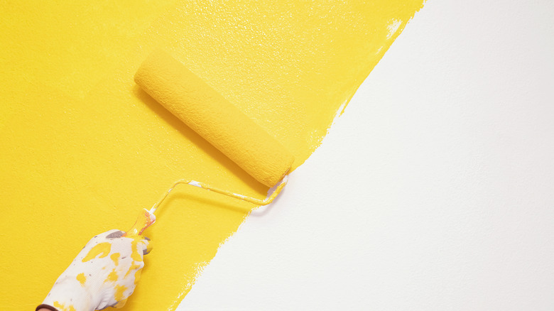 yellow paint on wall