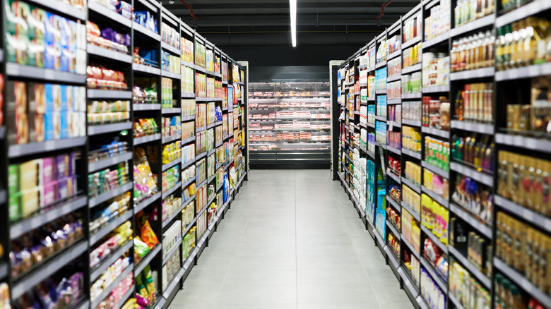 neatly organized grocery store aisle