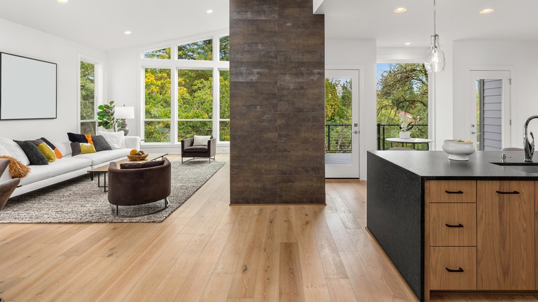 Floor-to-ceiling windows in open-concept space