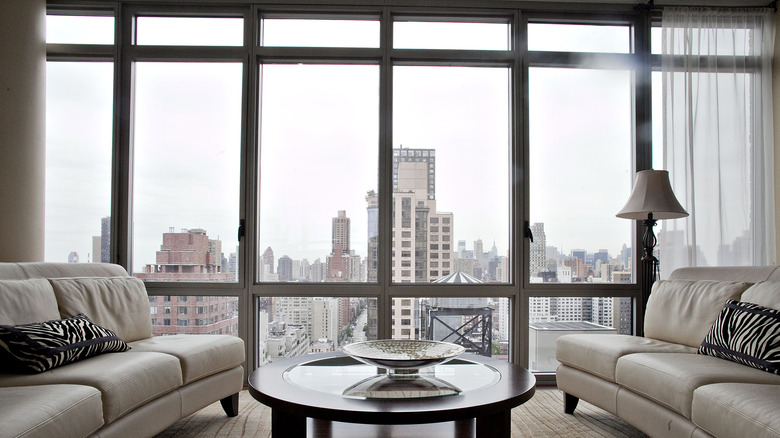 Floor-to-ceiling windows in condo