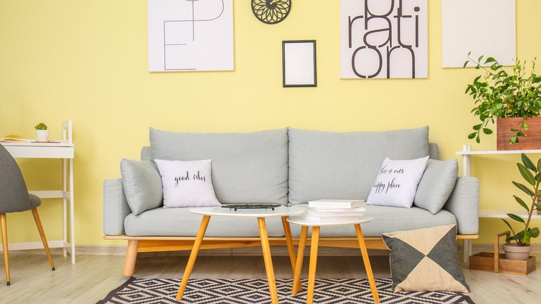 pastel yellow living room