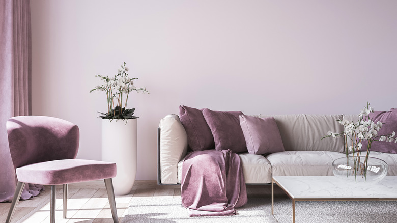 pastel lilac living room 