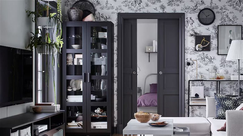 black glass dining room cabinets