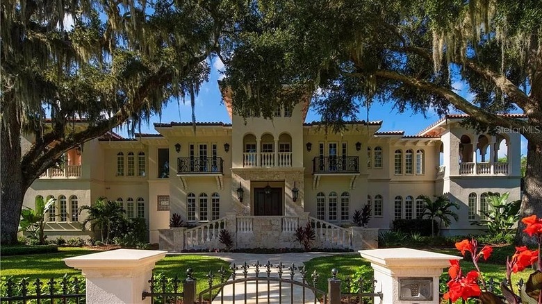 mansion with large trees