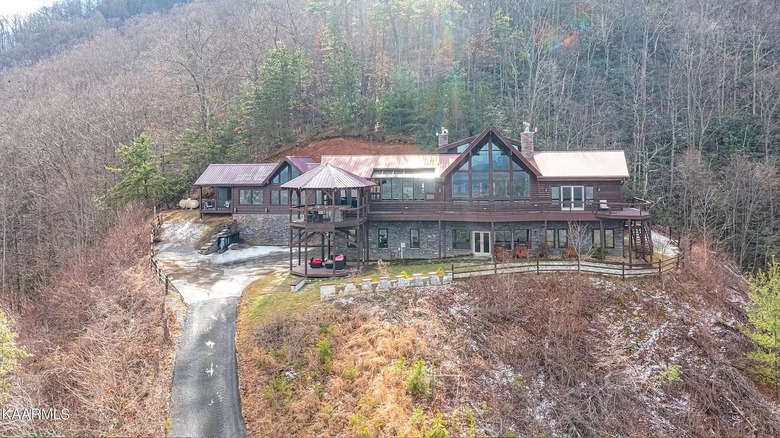 massive home in the woods