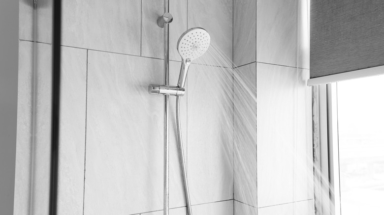 Shower head running in shower