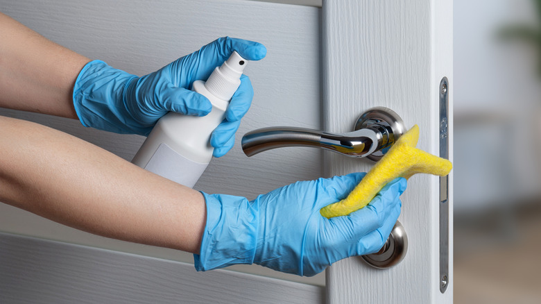 cleaning a door handle