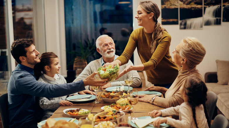 family eating at a table