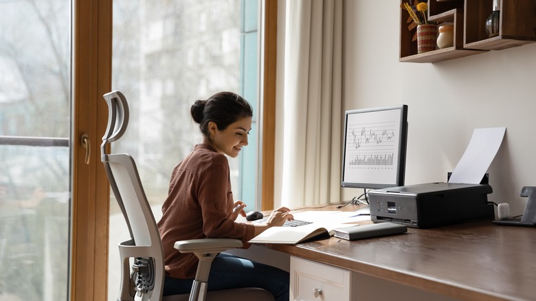 woman working at a desk