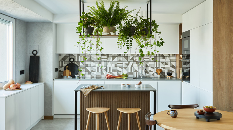 Modern kitchen with tile backsplash