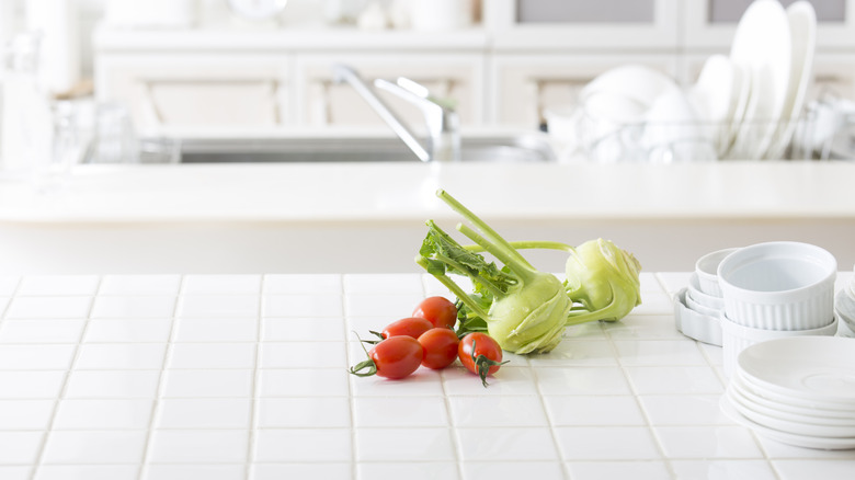 White tile countertops