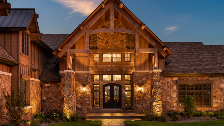 large house with porch lights