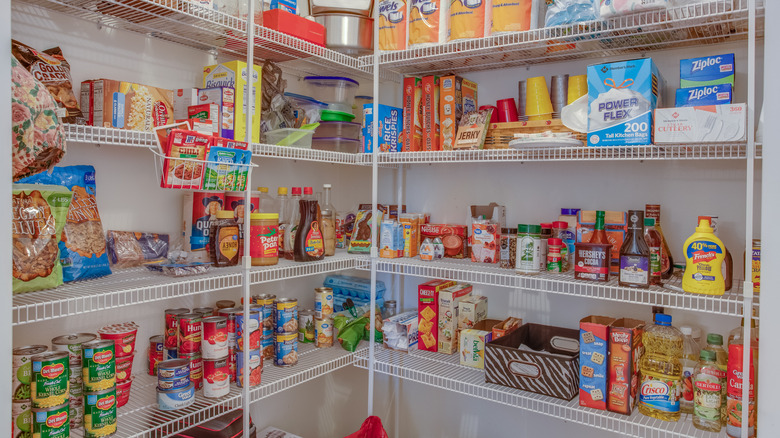 large pantry with food items