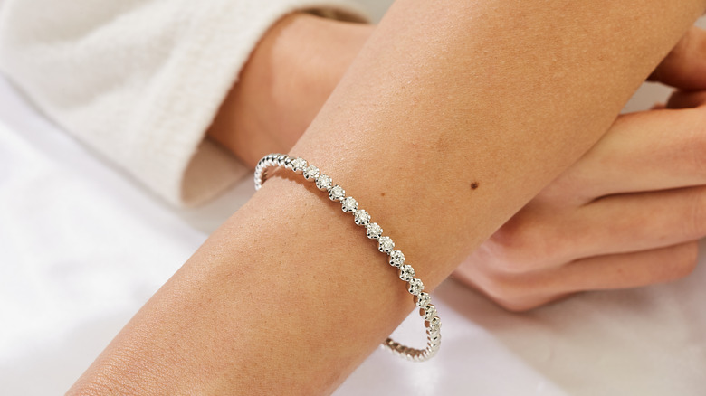 diamond bracelet on arm