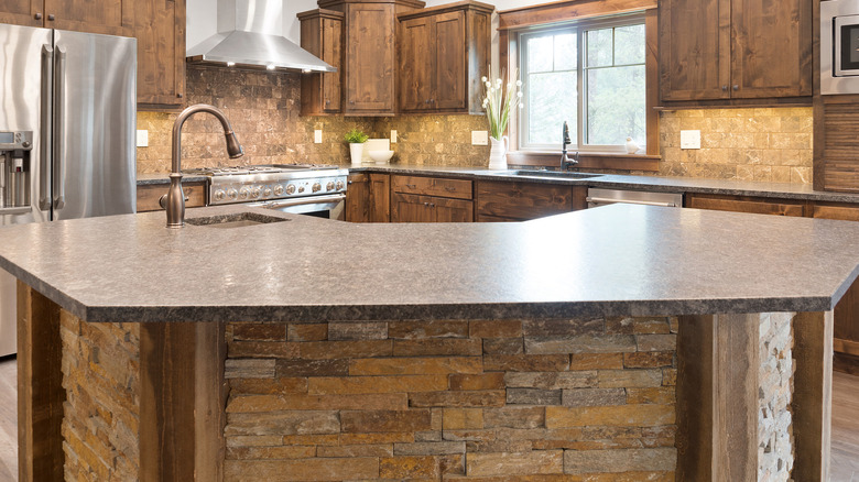 stone tiles in a kitchen