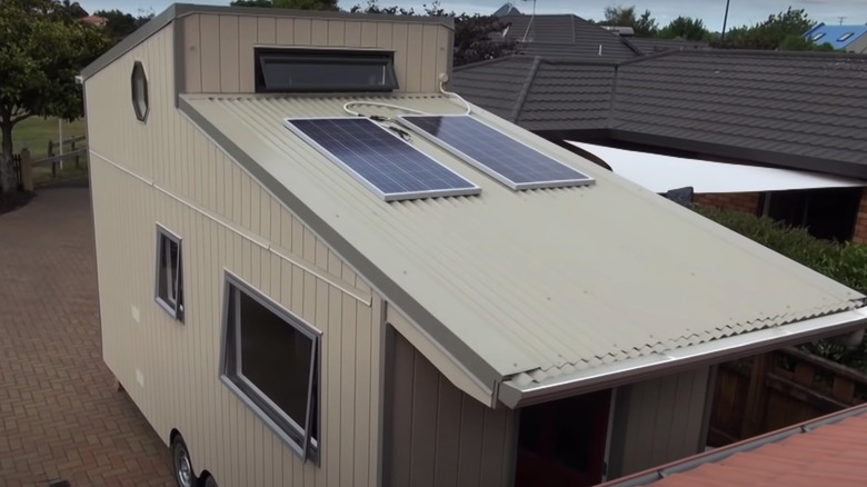 Tiny home with solar panels