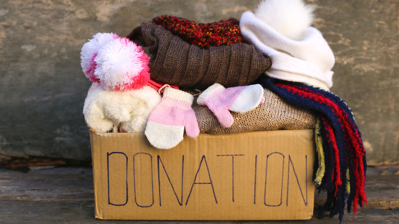 Donation box with winter clothes