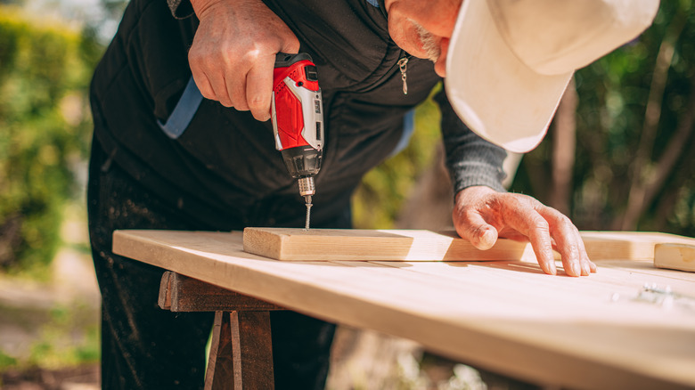 carpenter working on a table