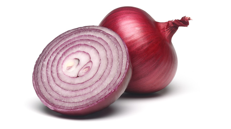 Onion sliced in half