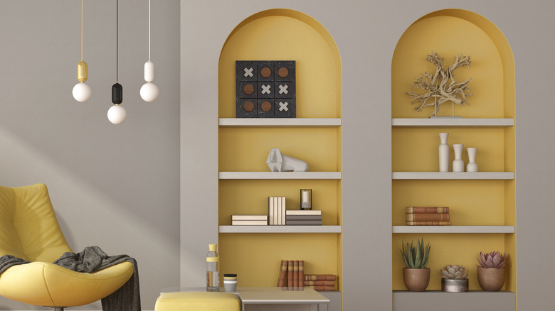 Arched bookshelves