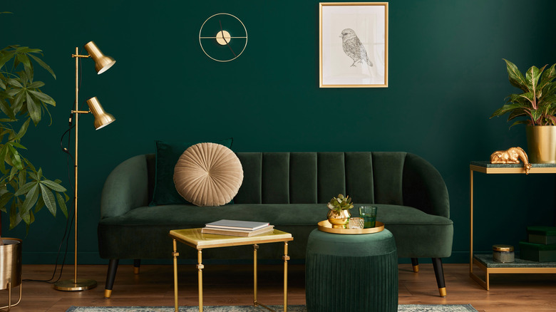 Green room with gold ac