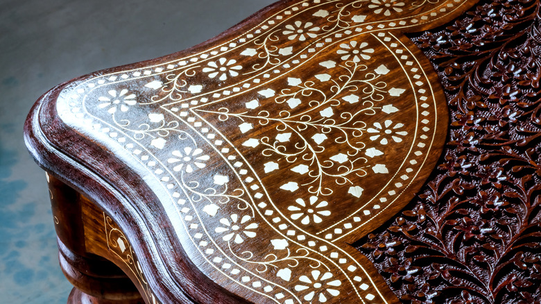 Corner of inlay furniture