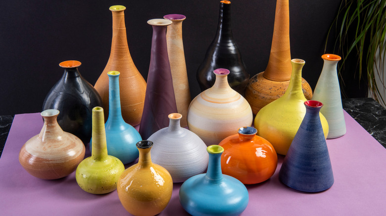 ceramic vases in living room