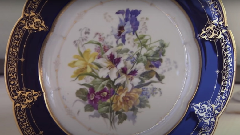 flower painting on a plate