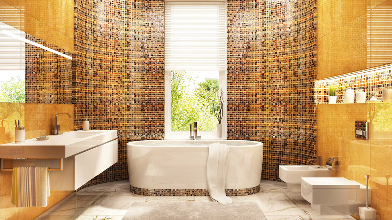 bathroom with mosaic tiles