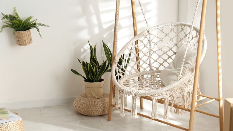 macrame chair in a room