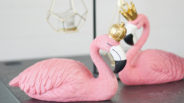 flamingo figures with crowns