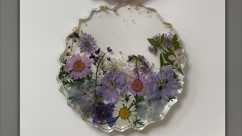 Flowers in clear resin mold