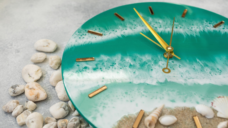 beachy resin wall clock