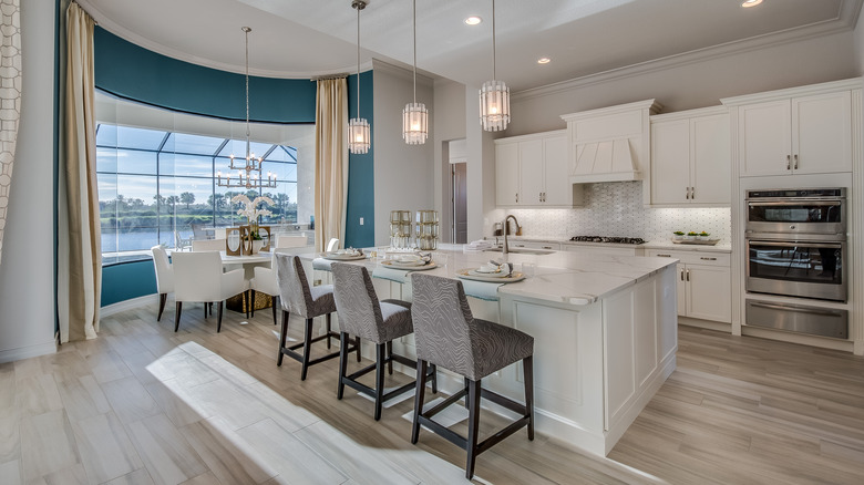 Inviting kitchen with teal nook