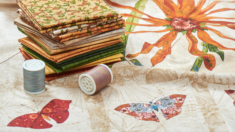 quilt with artistic butterflies