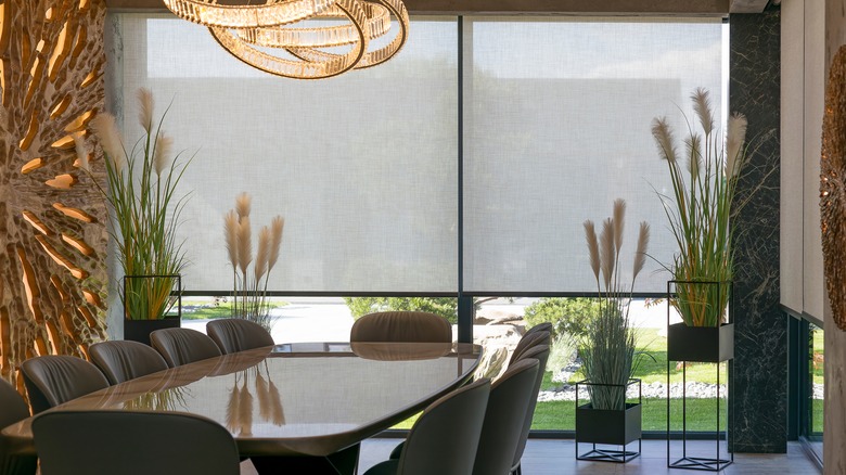 Plant stands in dining room