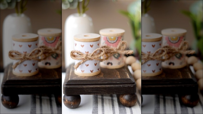 thread spool table decor