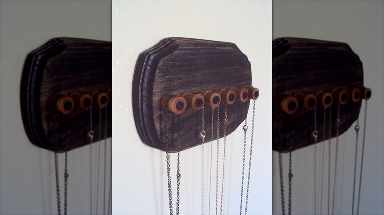 thread spool jewelry hanger