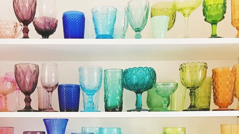 Rainbow colored glassware 