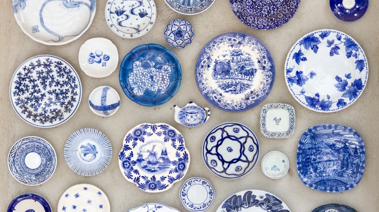 Blue and white dishes